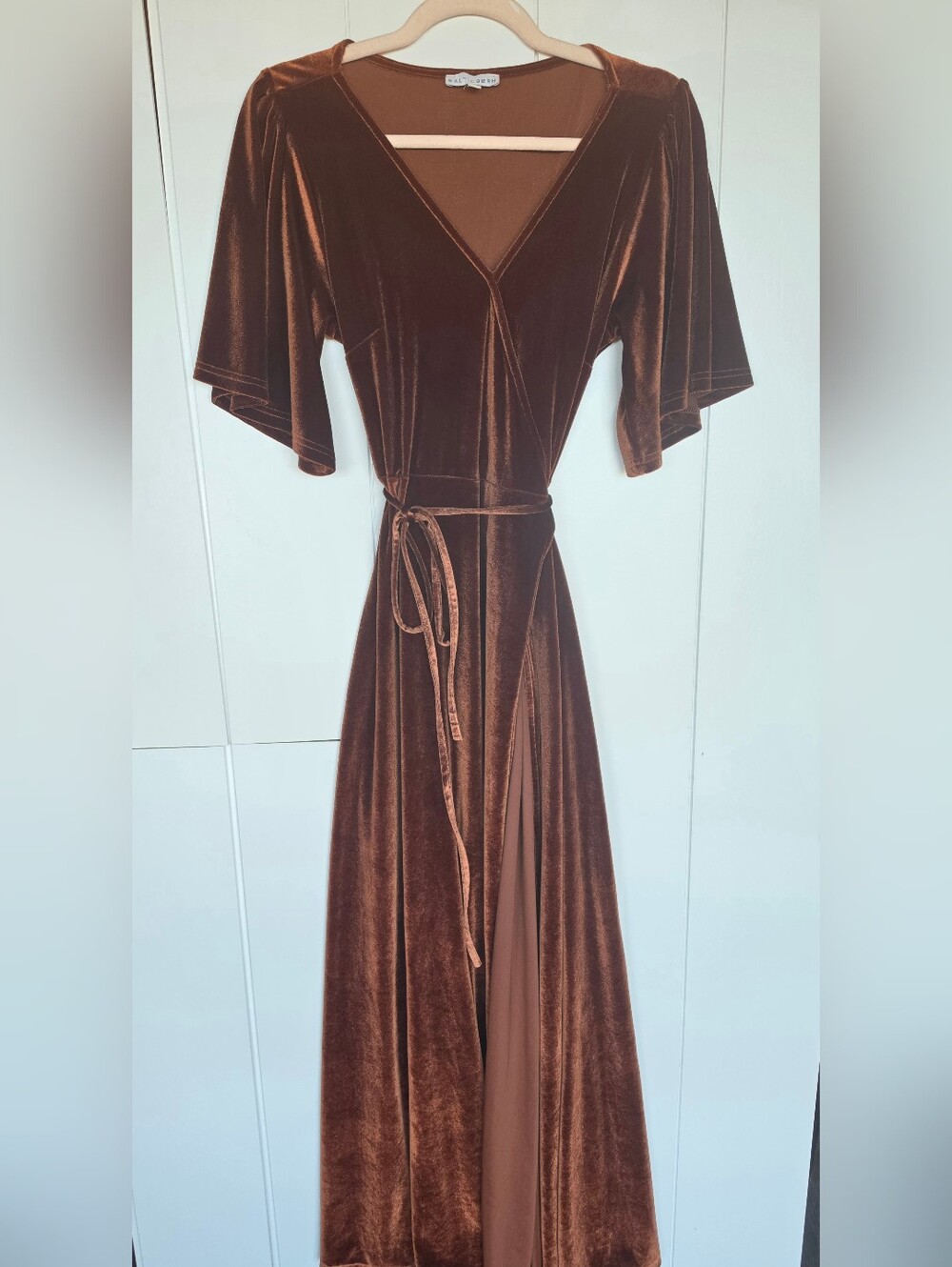 Baltic Born Brown Velvet Wrap Maxi Dress - Picture 7 of 16